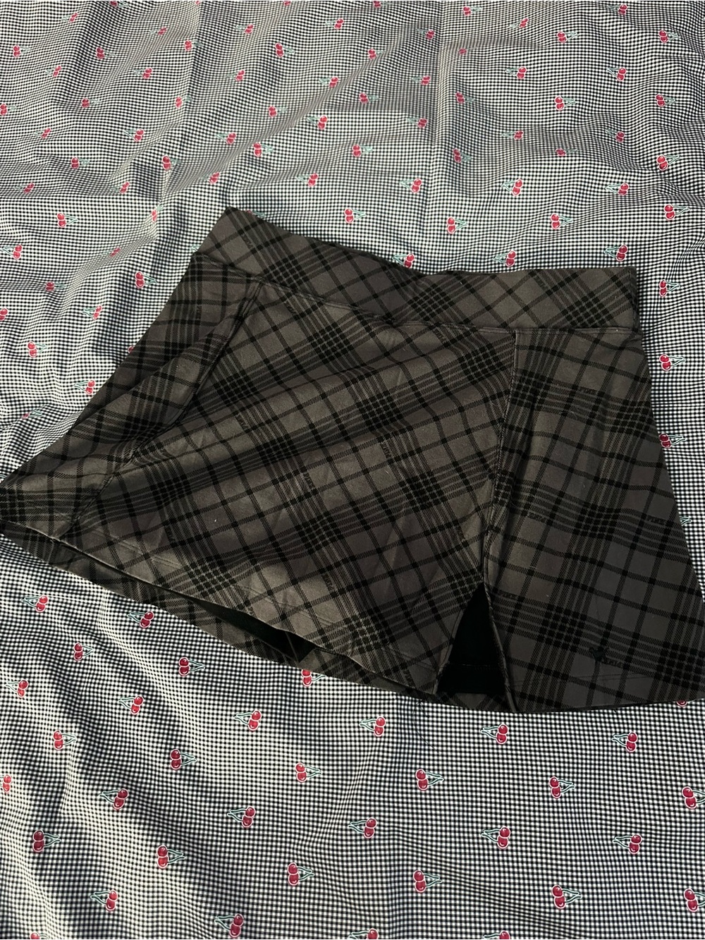 PINK Victoria's Secret Black and Charcoal Plaid Mini Skirt